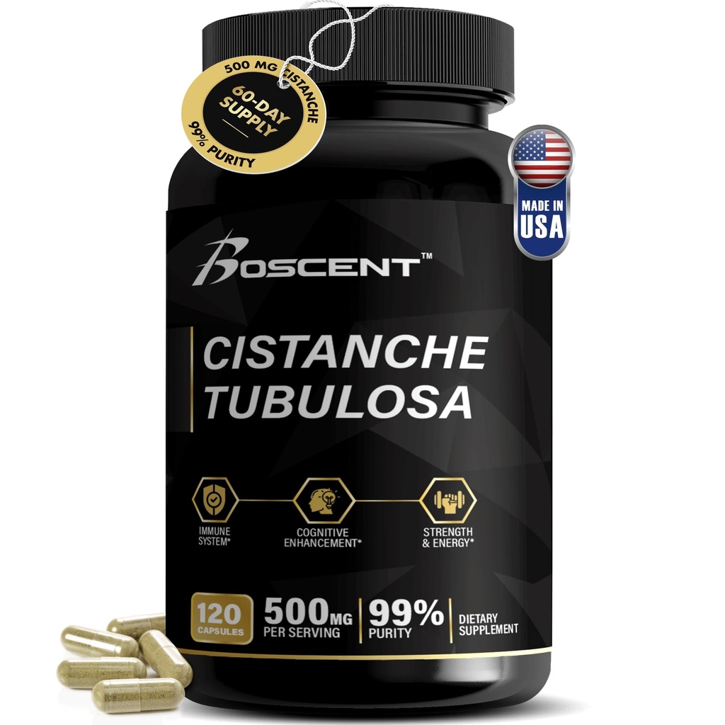 Cistanche Tubulosa Extract 500mg (120 servings) - 120 capsules - 50% Echinacosides,10% Acteosides - Natural Nootropic for Stamina, Immunity & Memory - Hormone Balance - Strength Booster for Men