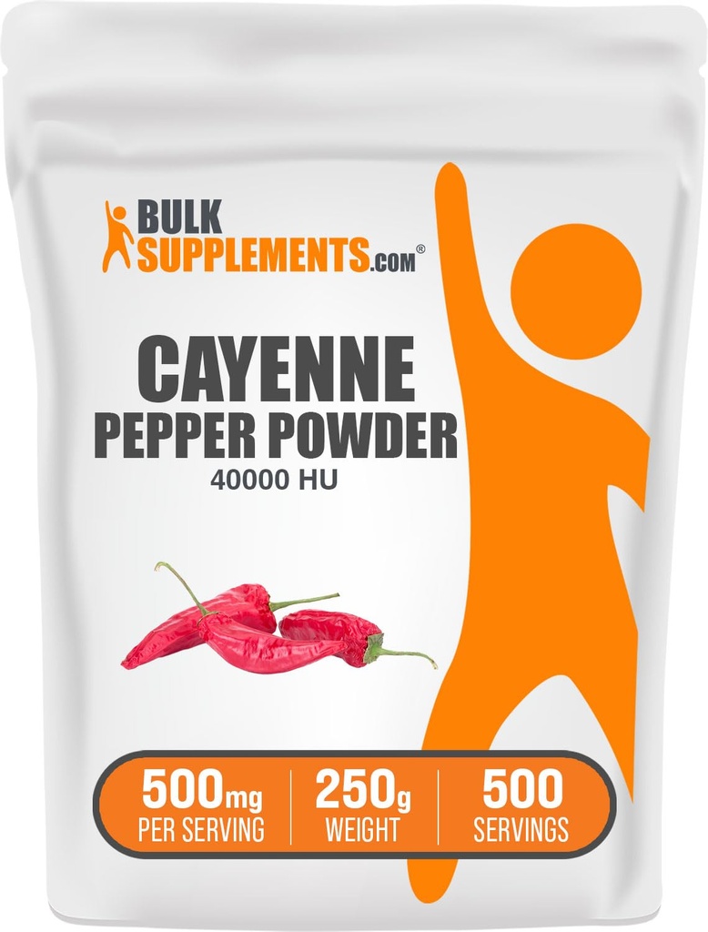 Bulkaddiments.com Cayenne Pepper 40000 HU Powder - Capsaicin Kosttilskud, Cayenne Pepper Powder - Vegan & Gluten Free, 500mg per Serving, 250g (8,8 oz) (pakning med 1)