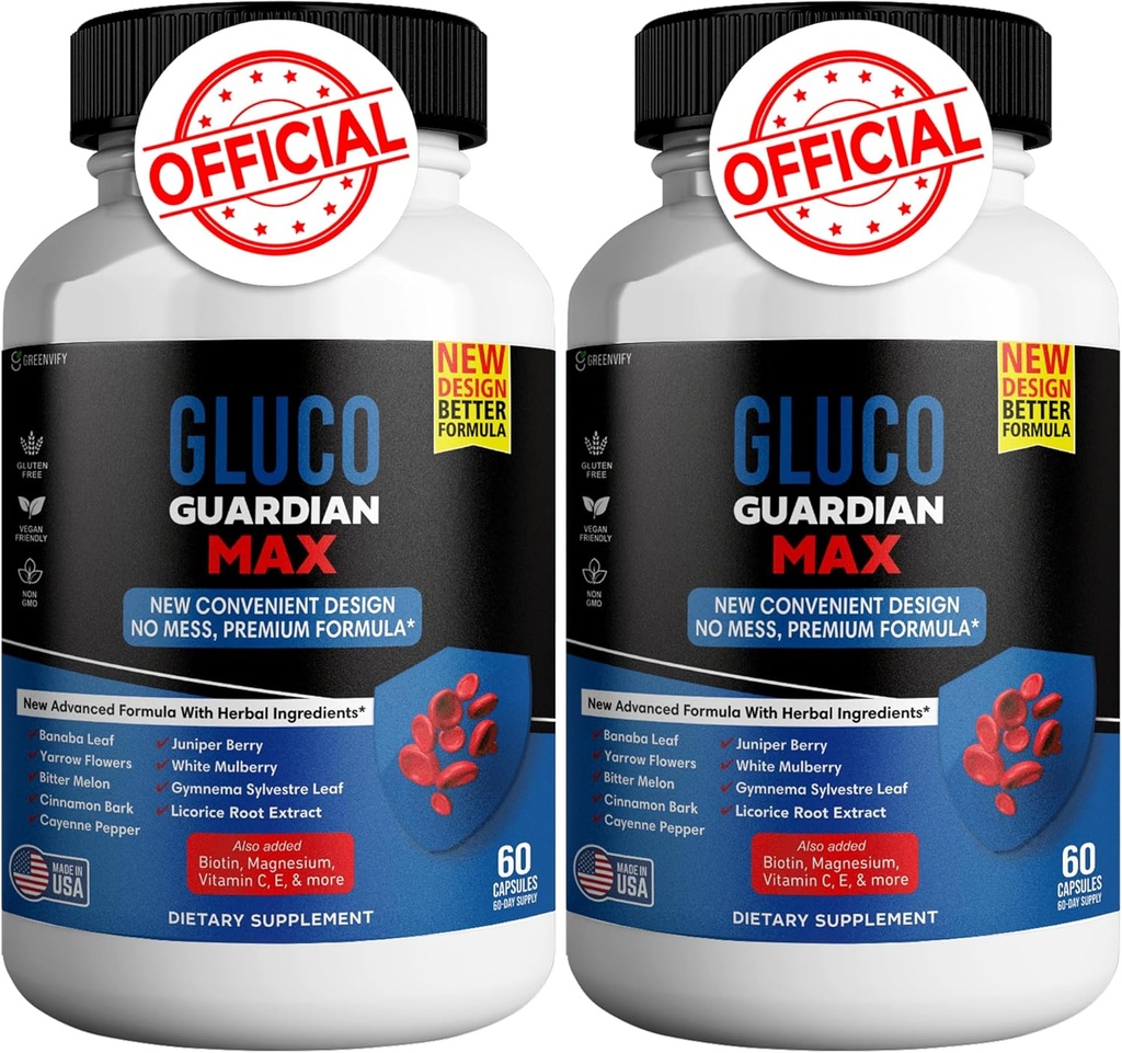 Gluco Guardian Max Advanced Wellness Support Kapsler - Vitamin, Mineral, og Herbal Supplement med Magnesium, C-vitamin, Zink, og Banaba Leaf - Non- GMO, Gluten- Free - 120 Kapsler (2)