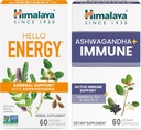 Himalaya Hello Energy med Ashwagandha til Adrenal Support & Daily Energy og & Ashwagandha + Immun med C-vitamin til aktiv immunstøtte, 60 kapsler hver - Bundle