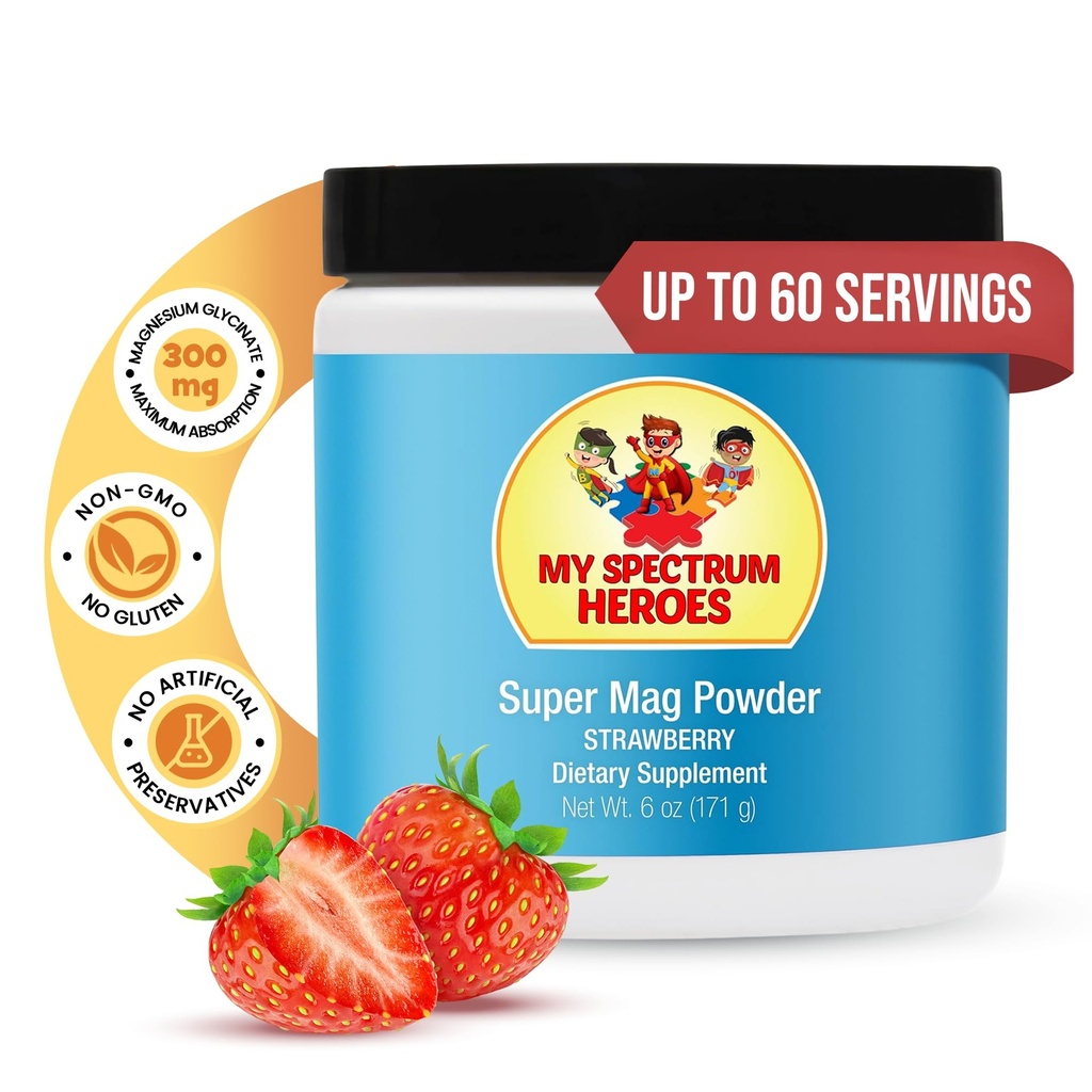 Min Spectrum Heroes Calm Magnesium Powder - Gentle Magnesium Glycinate Drink Mix til afslapning, dvalestøtte, fordøjelsessygdomme, og stress Relief - Vegan, Gluten- Free, 6oz (171g)