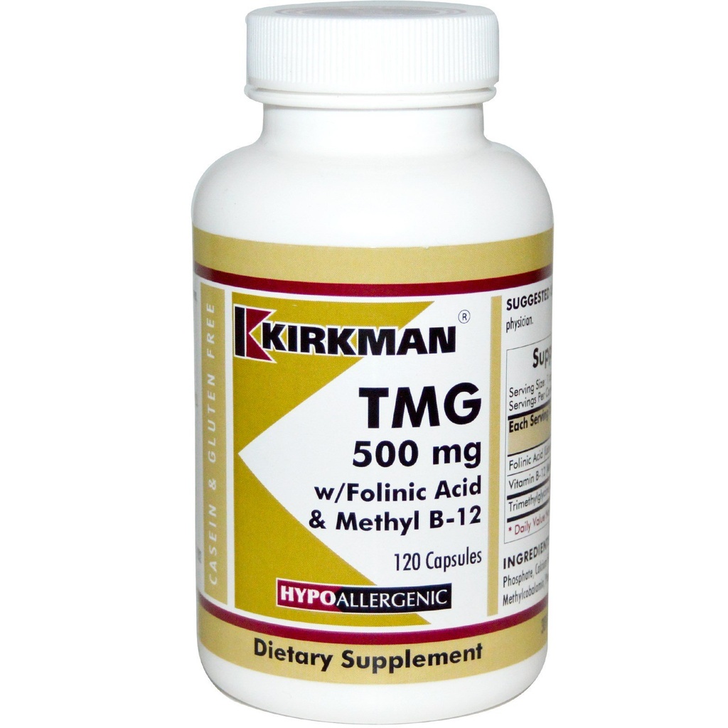 TMG (Trimethylglycine) 500 mg w/Folinic Acid & B12 Capsules - Hypo 120 capsules
