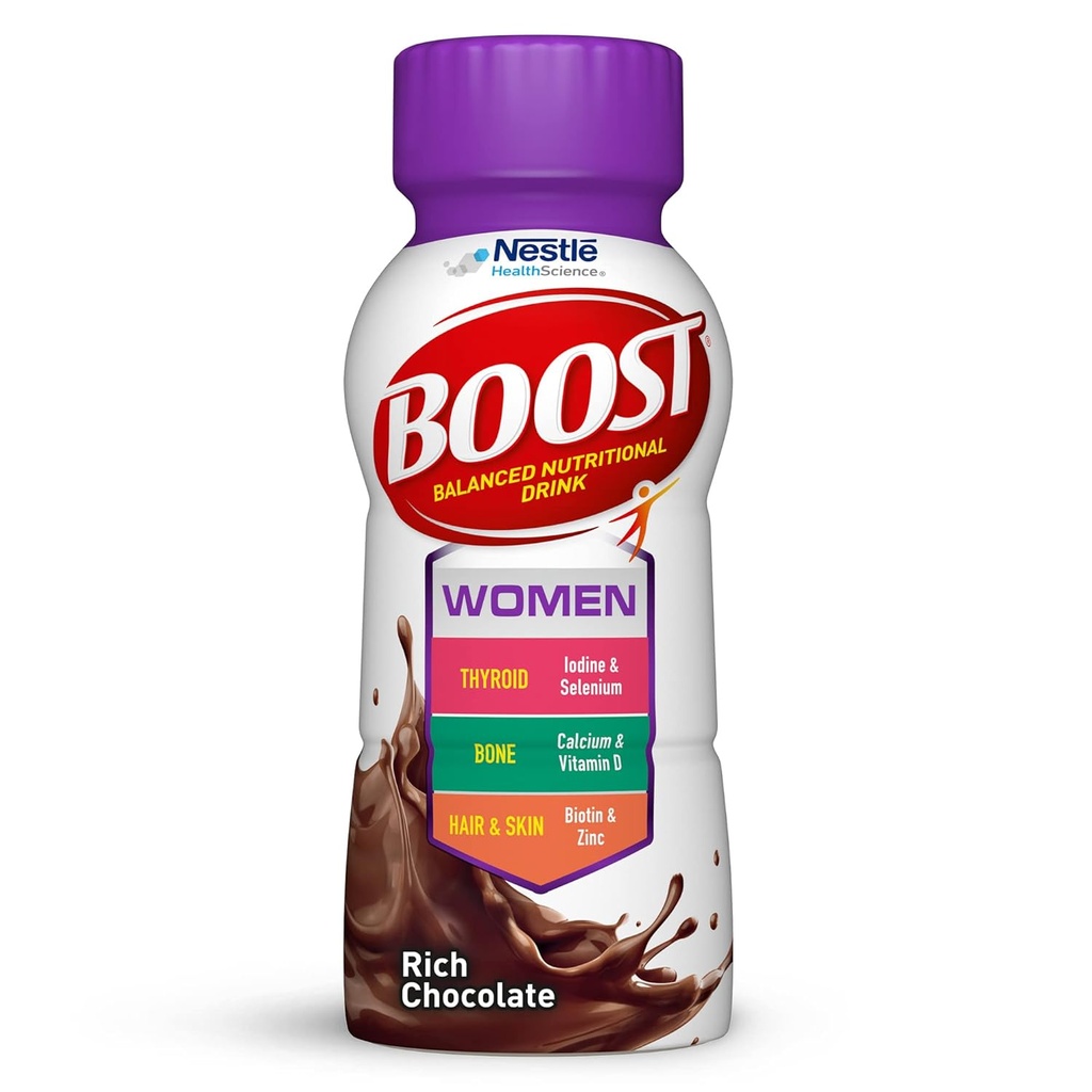 BOOST Kvinder Balanced Nutritional Drink, Rich Chocolate, 8 FL OZ (pakke med 6)