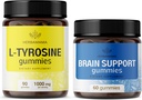 HERBAMAMA L- Tyrosine and Brain Support Kit - Bundle of 1000 mg L- Tyrosine & Brain Support Complex Gummies - Vegan, Non- GMO, Gelatin- Free - 2 Pack