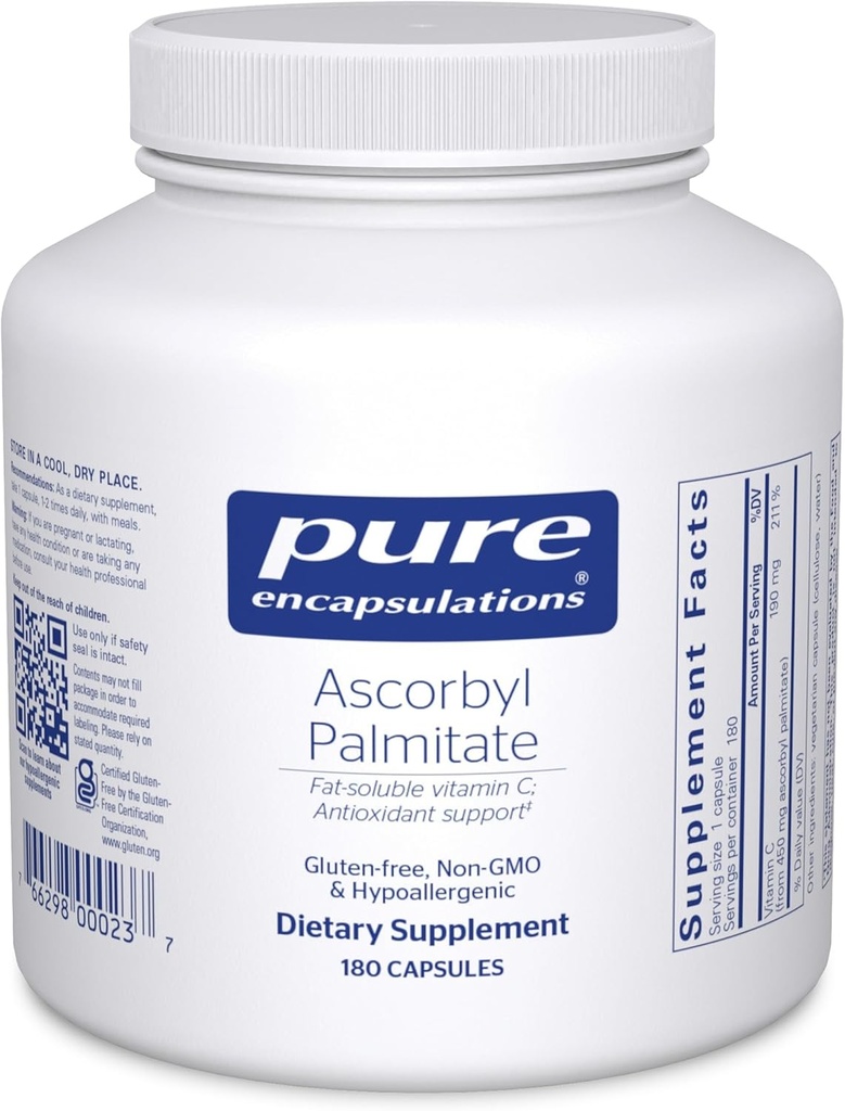 Ren indkapsling Ascorbyl Palmitat Note 124; C-vitamin supplement til støtte af jernabsorption og et sundt immunsystem *