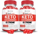 Justified Laboratories (2 Pack Rapid Lean Keto ACV Gummies Extreme 2000MG Rapid Lean Keto Gummies Apple Cider Vinagar Formuleret med Pomegranate Beet Juice Powder B12 Vegan Non GMO 120 Gummys