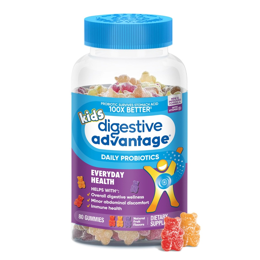 Fordøjelsesfordele Daglig Probiotisk Gummy til børn, Multi, Natural Fruit Flavours, 80,0 Tæl