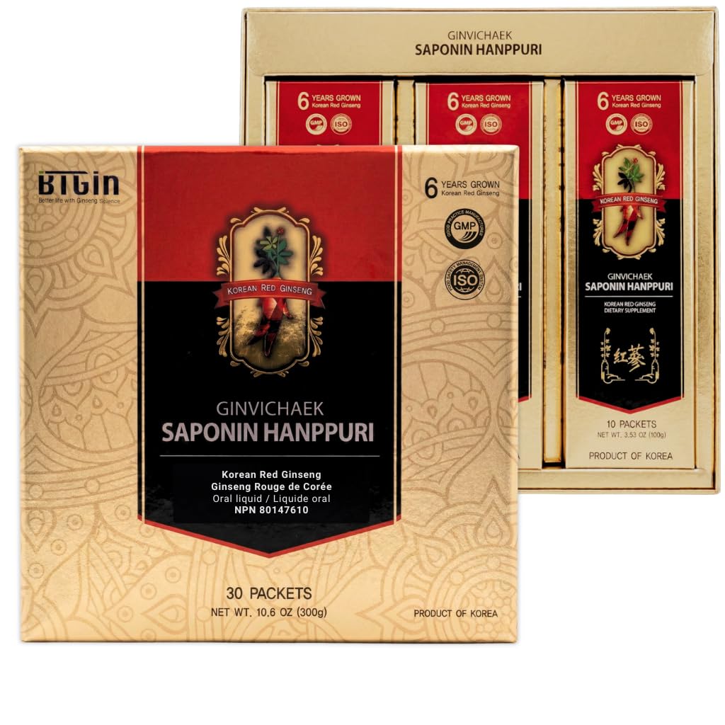 Koreansk rød Ginseng Extract 3000mg Everyday, Saponin Hanppuri, immunbooster og Focus supplement til hjerne ekstraudstyr med Ginsenosid Rg3, Panax Ginseng 6 År Root, 30Packets i 1 sæt