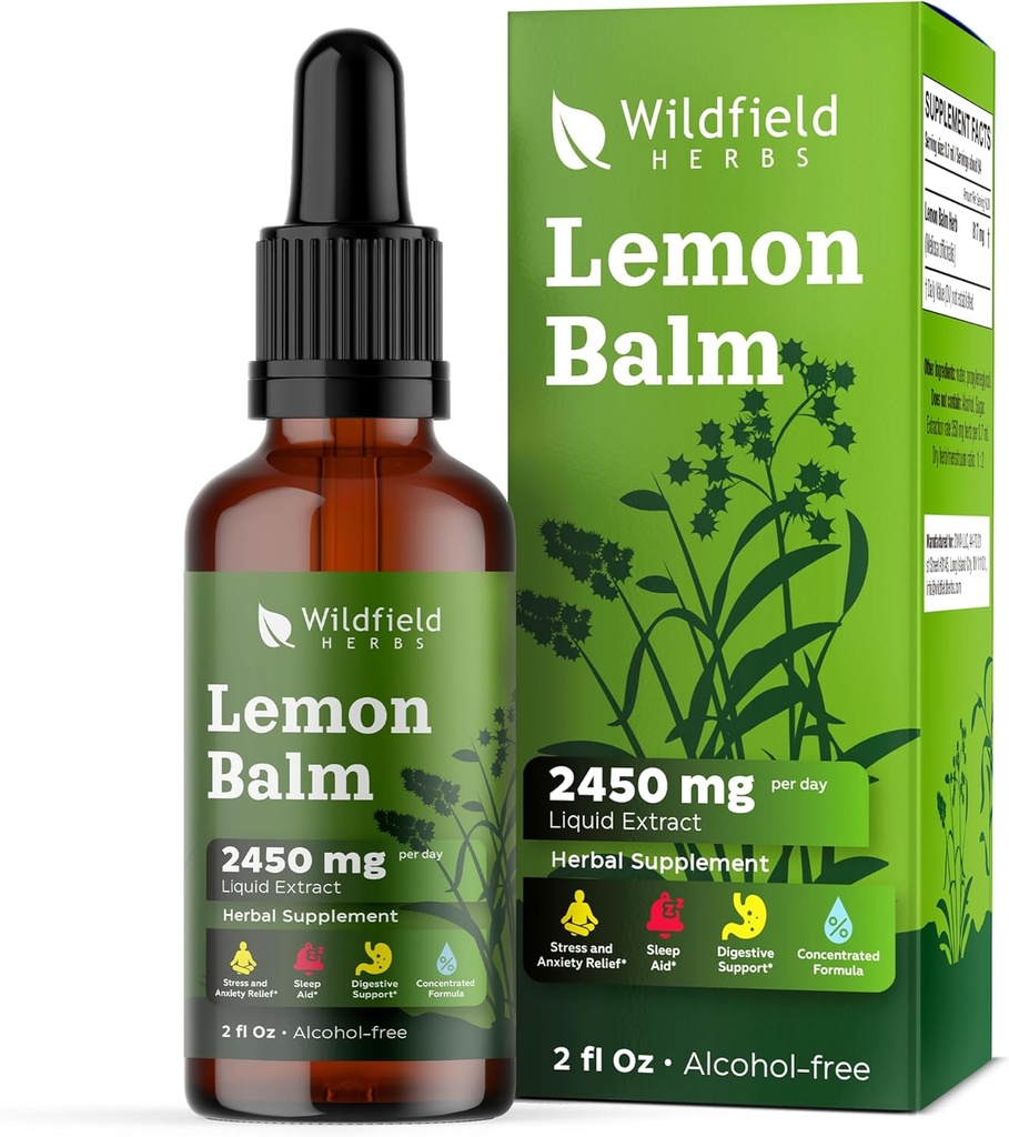 2 Lemon Balm Extract Drops Liquid 2000mg (Melissa officinalis) Urtetilskud Absorber Bedre end kapsler, 2 Måned Supply, 84 Servering, Alkohol- Free Tincture - 2 Oz, Pack of 2