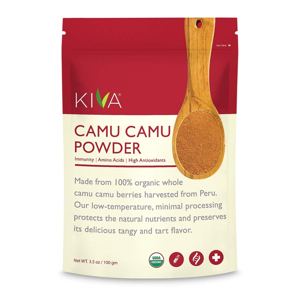 Kiva Organic Camu Camu Powder - Rich in Vitamin C - Non-GMO, Raw, Vegan, 3.5-Ounce Bag