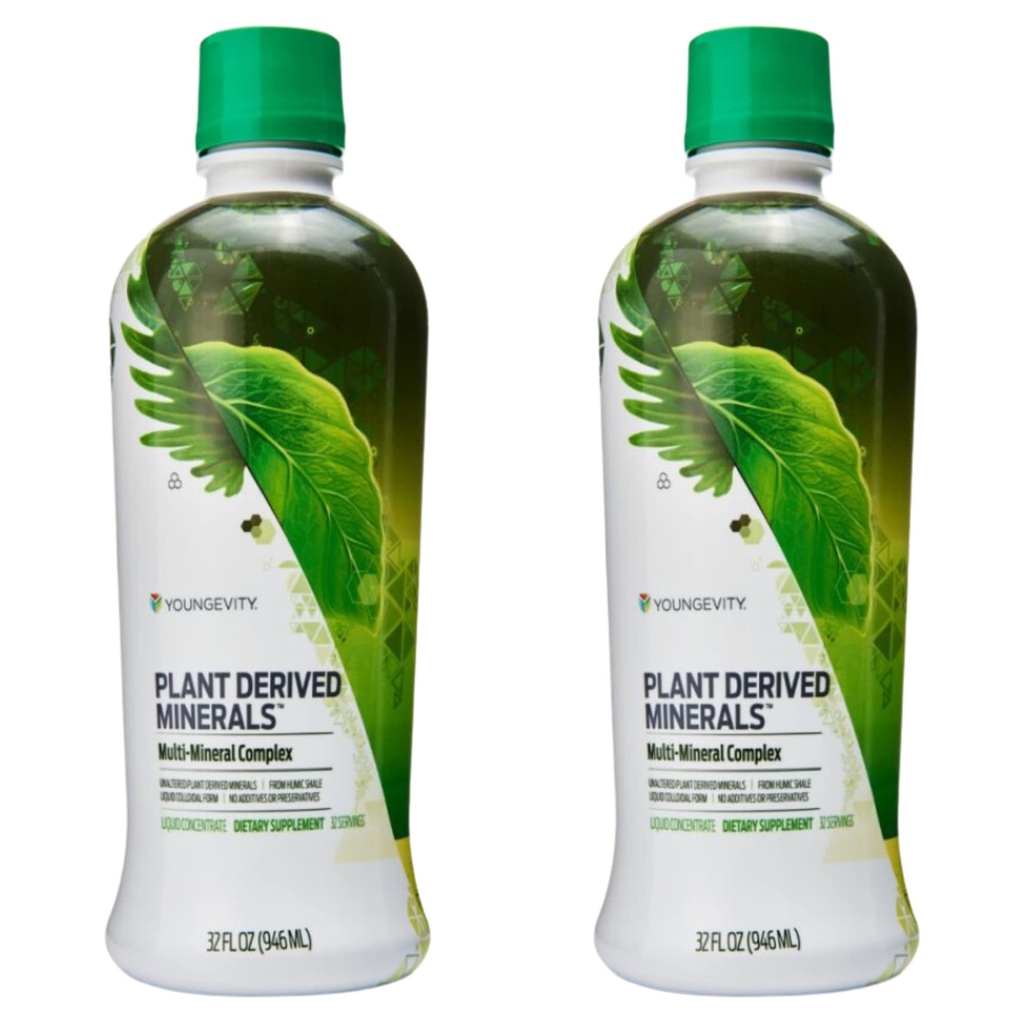 Youngevity Plant Derived Liquid Minerals - 77 + Natural Uændret Trace Minerals - 19000mg Plant Mineral Solids - Colloidal Form Humic Shale - (32 oz Pack of 2)