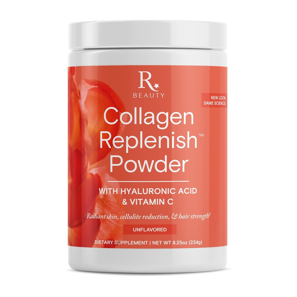 Reserveage Beauty Collagen Replenish Powder - No- Taste Collagen til strålende hud & hårvækst - blander nemt i flydende eller smoothie - 8.25 oz