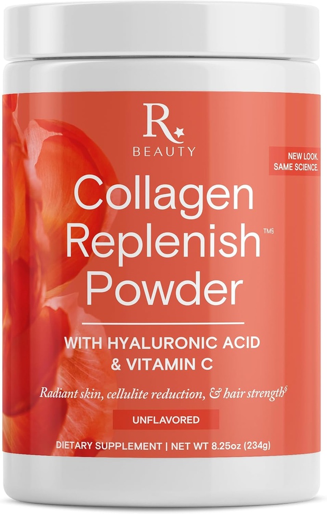 Reserveage Beauty Collagen Replenish Powder - No- Taste Collagen til strålende hud & hårvækst - blander nemt i flydende eller smoothie - 8.25 oz