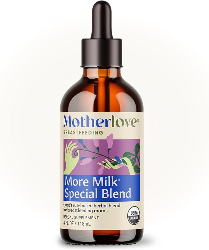 Motherlove More Milk Special Blend Tinktur (4 oz værdi størrelse) Herbal Amning Supplement w / Goat 's Rue to Build Breast Tissue & Support Breast Milk Supply - USDA Certified Organic, Vegan, Soy- Free