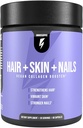 InnoSupps Hår + Hud + Nails Supplementér 124; Vegan Collagen Booster • 124; Biotin, B12, Horsetail Herb Pulver • 124; Stimulere hårvækst, revitalisere hud, Styrke Nails • 124; 60 kapsler