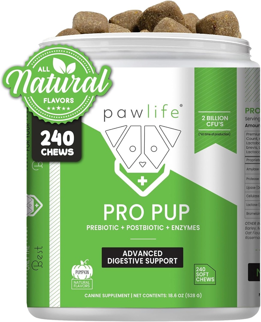Probiotika til hunde - Diarré Relief, Gut Health Support, Forstoppelse Relief, fordøjelsesmæssig Health Support - Vet Recommended Dog Probiotika - 240 Soft Chews, at hunde elsker - Græskar Flavor