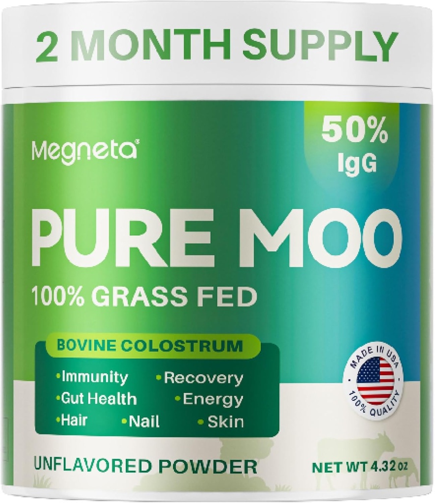 Kovine Colostrum supplement til mennesker - 12H første mælk 50% IgG 100% Græs Fed, Colostrum pulver til Gut sundhed, hud & hår, skønhed og immunforsvar Pure Moo Keto, Gluten & Fat Free (Unflavored) v2