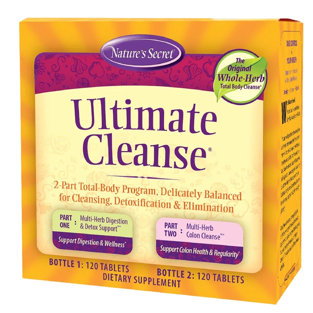 Nature 's Secret Ultimate Cleanse - 2-Part Total Body Program for Balanced Body Cleansering, Afgiftning & Elimination - Multi- Herb fordøjelse & Multi- Herb Colon Cleanse Kosttilskud - 240 tabletter