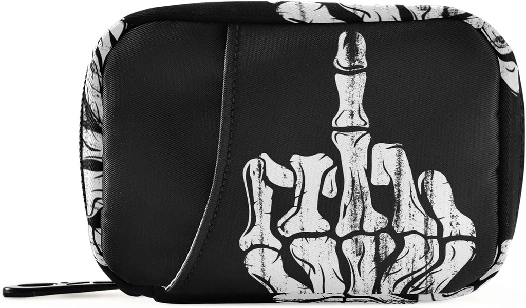 Hand Skull Pill Box 7 Day Pill Case Travel Pill Organizer Bag with Zipper Portable Weekly Case Compact Size for Vitamin Supplement Holder