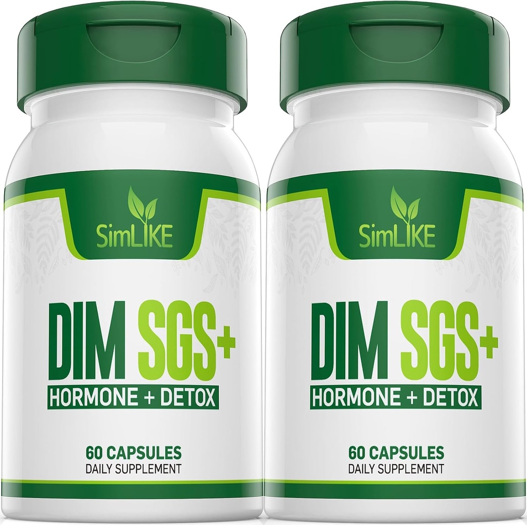 DIM SGS + - Hormon + Detox, fremmer normal østrogen Metabolisme, Hormonbalance, Hormonal Acne Kosttilskud, Menopause Support, Hjælper Control Appetit, fremmer afgiftning (2 pakker)