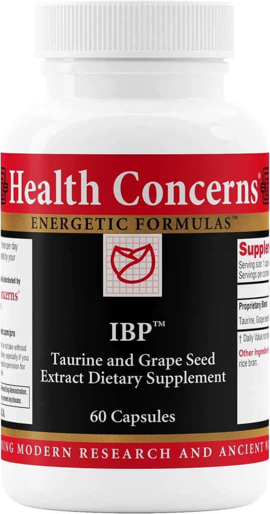 Sundhedsmæssige bekymringer IBP - Heart Health Supplement med Taurine & Grape Seed Extract - Blodtrykssupport - Antioxidant Kardiovaskulær cirkulation Formel - Kolesterol Metabolisme - 60 kapsler