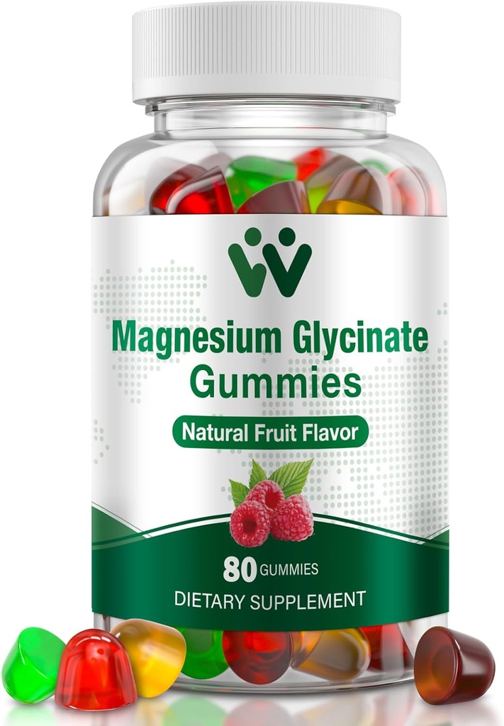 Magnesium Glycinate Gummies 400 Mg, Sugar-Free Magnesium Gummies for Kids and Adults with L-Threonate, Calcium & Vitamins B6+D3, 80 Count Magnesium Glycinate Gummy Mixed Fruit Flavors