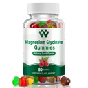 Magnesium Glycinate Gummies 400 Mg, Sugar- Free Magnesium Gummies for børn og voksne med L- Threonate, Calcium & Vitaminer B6 + D3, 80 Greve Magnesium Glycinate Gummium blandet frugtsmag