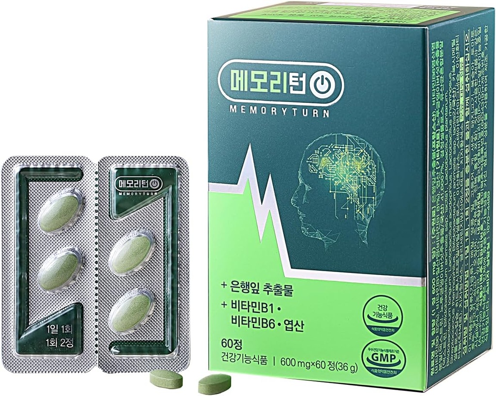 Memoryturn] Brain Supplement - Natural Nootrop med Lions Mane & Ginkgo Biloba - Understøtter fokus, hukommelse og kognitiv sundhed - Probiotisk formel med B Vitaminer & folat til daglig wellness