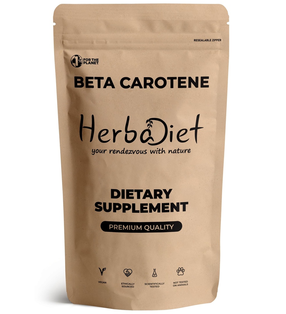 Beta caroten 10% vitamin A 25000 IE pulver • 124; immunsystem support, antioxidant supplement • 124; Cartenoider til sundt syn, øjne & hud • 124; 100% naturligt betacaroten (1, 76 oz - 50 gram)