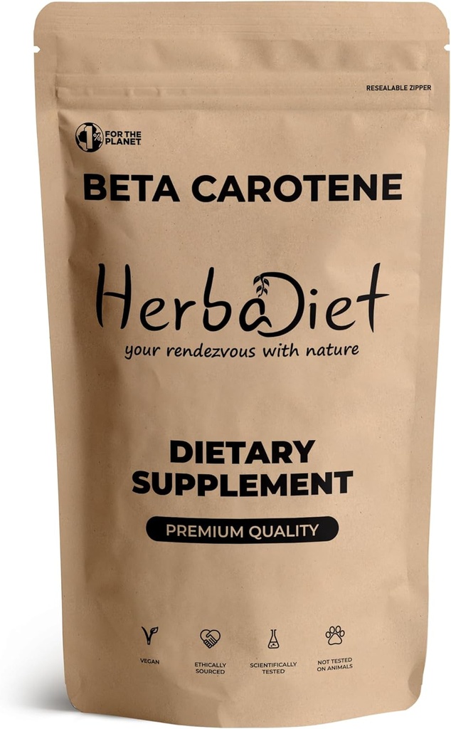 Beta caroten 10% vitamin A 25000 IE pulver • 124; immunsystem support, antioxidant supplement • 124; Cartenoider til sundt syn, øjne & hud • 124; 100% naturligt betacaroten (1, 76 oz - 50 gram)