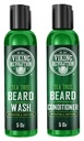 Viking Revolution Tea Tree Beard Wash og Conditioner sæt til mænd - Naturligt skæg blødgøringsmiddel med Argan Oil, E-vitamin og Ginseng (5 Oz)