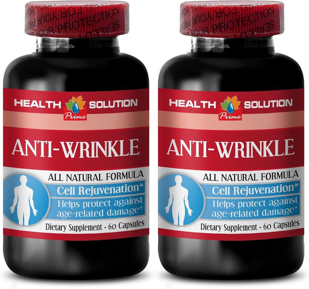 anti rynke kapsler til ansigt - ANTI- WRINKLE COMPLEX - Hud mineraler, Anti- aging supplement, Vitamin E collagen, serum anti rynke, alpha lipoinsyre, anti rynke piller til kvinder, 2 Bot 120 Caps