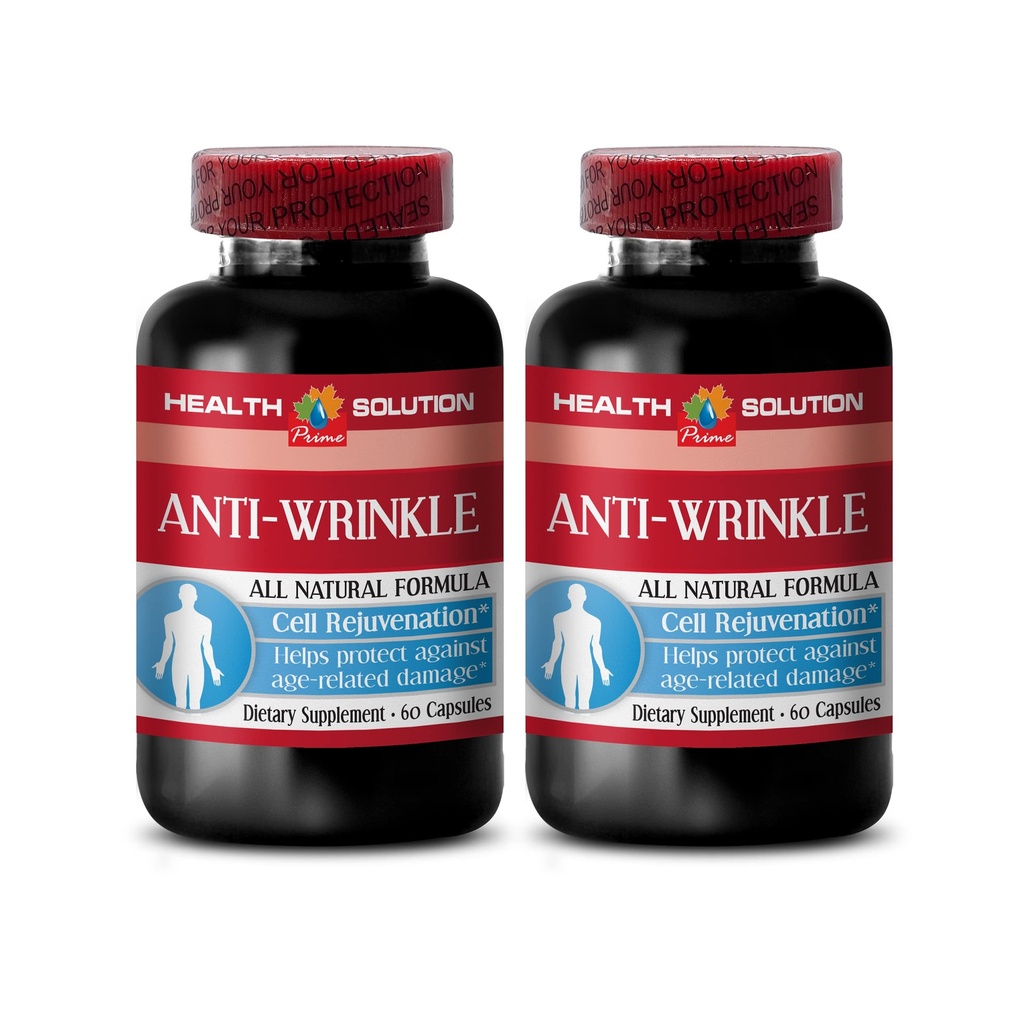 anti rynke kapsler til ansigt - ANTI- WRINKLE COMPLEX - Hud mineraler, Anti- aging supplement, Vitamin E collagen, serum anti rynke, alpha lipoinsyre, anti rynke piller til kvinder, 2 Bot 120 Caps