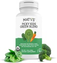 Matys Organic Picky Kids Green Blend, Veggie Powder Supplement, Picky Eater Vitaminer til børn 4 år +, Superfoods vegetabilsk pulver til Måltider & Smoothies med Spinat, Kale, Broccoli, 1.6 Ounces