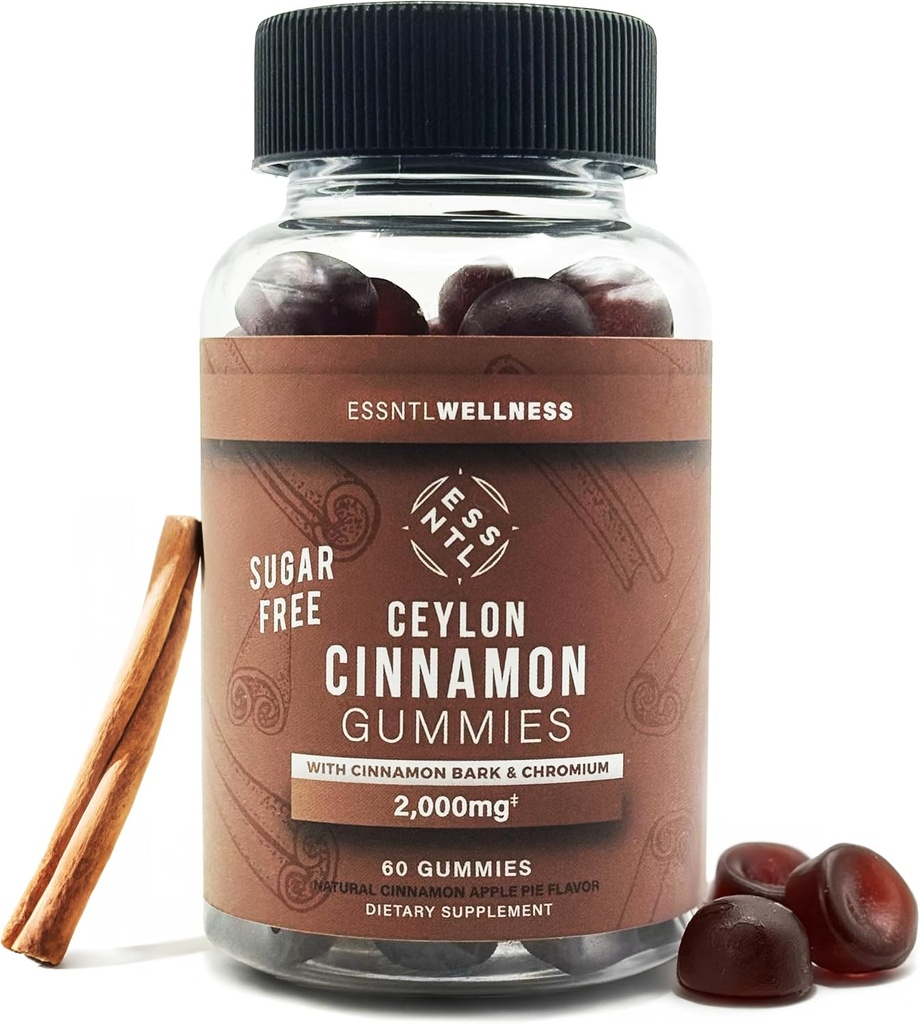 Ceylon Cinnamon Sugar- Free Gummies - 120ct Yep 124; 2000mg Per Servering Mep 124; Antioxidant & Joint Support Mep 124; Lækker Apple Pie Flavor Mep 124; Vegan & Gluten- Free Cinnamon Supplements