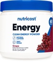 Nutricost Energy Drink Powder (Grape) (60 Serveringer) - Pre Workout Supplement med naturlige smagsstoffer - Non- GMO, Gluten- fri