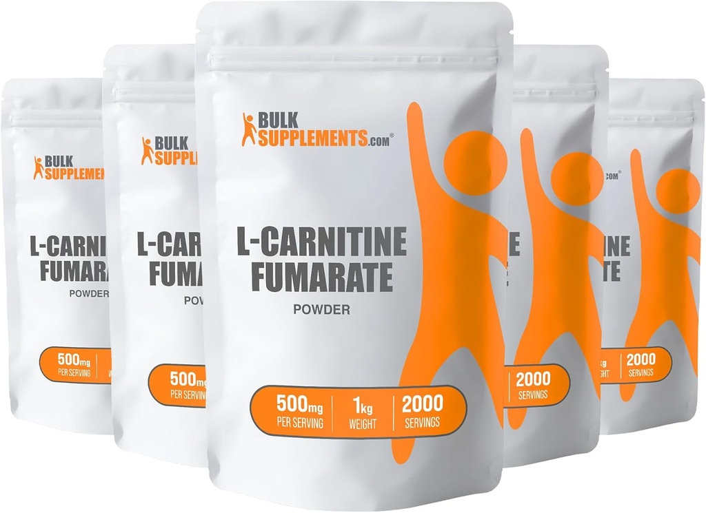 Bulkaddiments.com L- Carnitin Fumarate Powder - Carnitin Supplement, Carnitin Powder, L- Carnitin 500mg - Gluten Free, 500mg per servering, Gluten Free, 5kg (11 lbs) (Pack of 5)