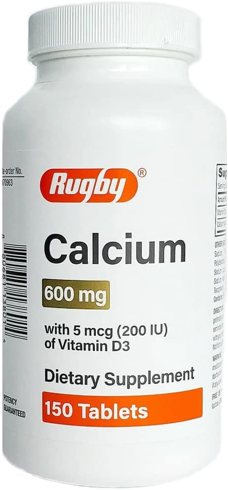 Rugby Calcium 600 mg med 5mcg D3- vitamin 150 tabletter