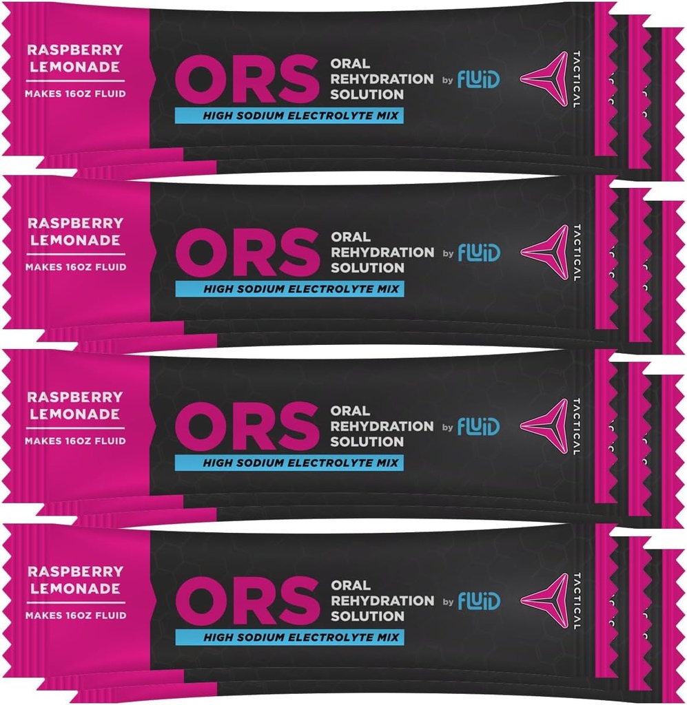 Væske Taktisk - ORS Ekstrem dehydrering Elektrolyter, Raspberry Lemonade Budd124; 12 Count Stick Packs