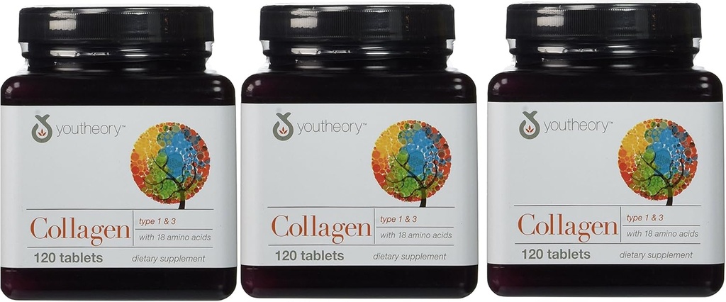 YouTheory Collagen, type 1 & 3, 120 tabletter (pakning med 3)