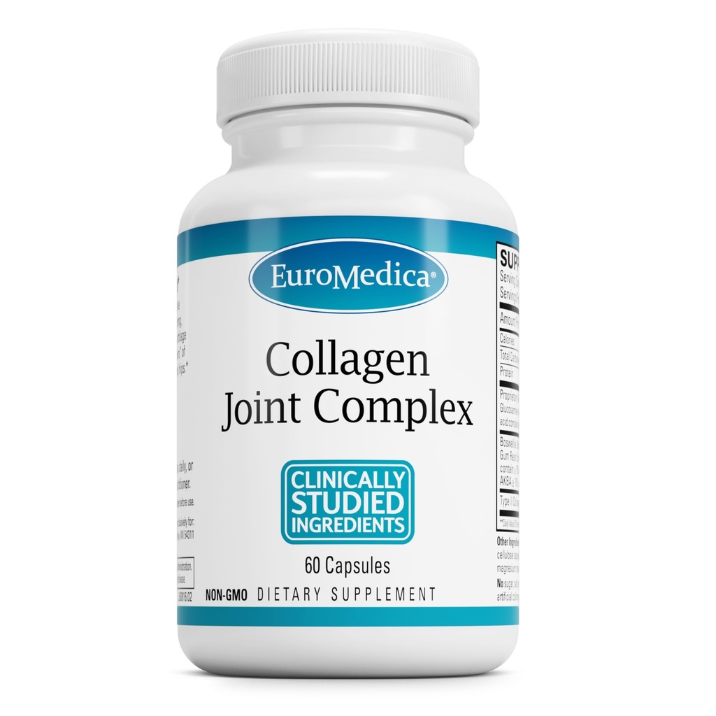 EuroMedica Collagen Joint Complex - Collagen Supplement til fælles sundhedsstøtte - Kosttilskud med Boswellia Extract & Type II Collagen - Lower Back & Knee Support - 60 kapsler