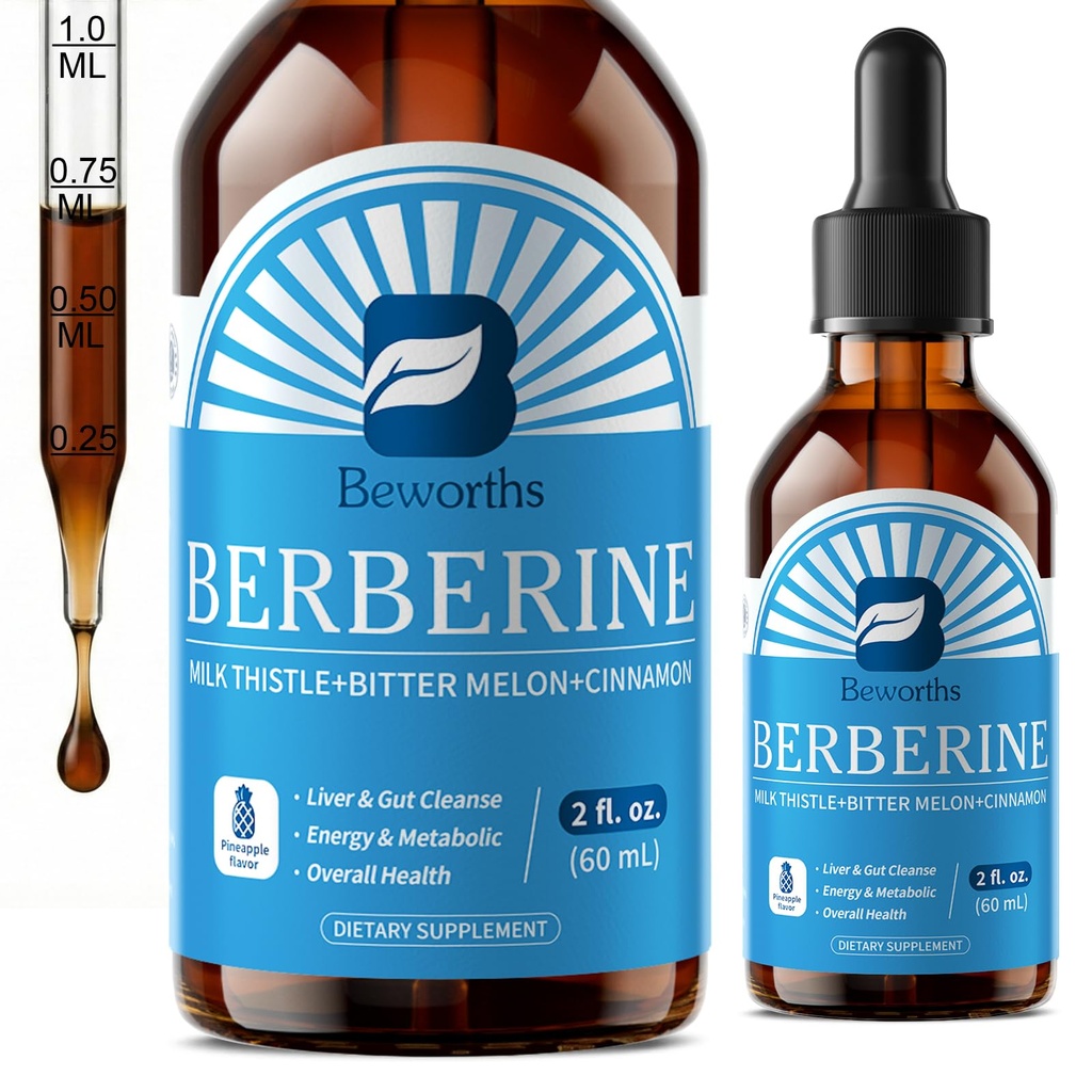 Berberine supplement med Ceylon Cinnamon - Berberine Flydende dråber med gurkemeje Curcumin, Ceylon Cinnamon, Bitter Melon, Berberine Phytosome til fordampning System, immunforsvar support -vegetar