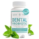 Dental Oral Probiotisk, 60 tyggetabletter - Kosttilskud w / BLIS K12 & M18 - Dårlig ånde Behandling for voksne - Øger oral sundhed - Kæmpe Halitosis, Tandafføring, Strep Throat (Mint Flavor)