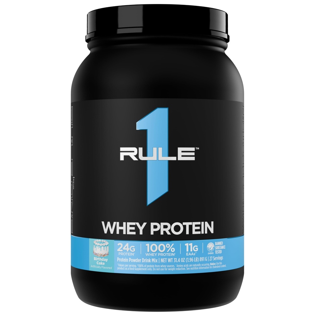 Regel 1 Whey Protein - 24g Fast- Actioning Protein fra All- Whey Kilder med naturligt okkurering EAA & BCAA for workout Inddrivelse eller Anytime Brug (2 pounds *, Fødselsdagskage)