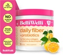BelliWelli Fiber supplement til kvinder & mænd - Premium Daily Fiber Powder fra Organic Acacia med Tilføjet Collagen, Electrolytes & Probiotics - Ingen Bloat, Forstoppelse & Gut Health Support (Orange Yuzu)