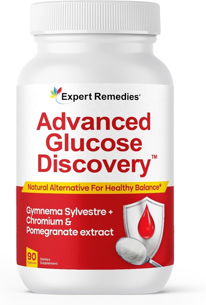 Advanced Glucose Discovery for Sugar Watchers, med Gymnema Sylvestre, Patenteret Pomegranat Supplement, Crominex 3 +, for Glucose Metabolisme Wellness - All Natural, Non- GMO - 90 Vegan Kapsler