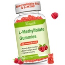 L- methylfolat 15 mg gummies with methyl B12, Folate Supplement for Mood, Brain Health, immunforsvar, Raspberry Flavor, 60 Greve