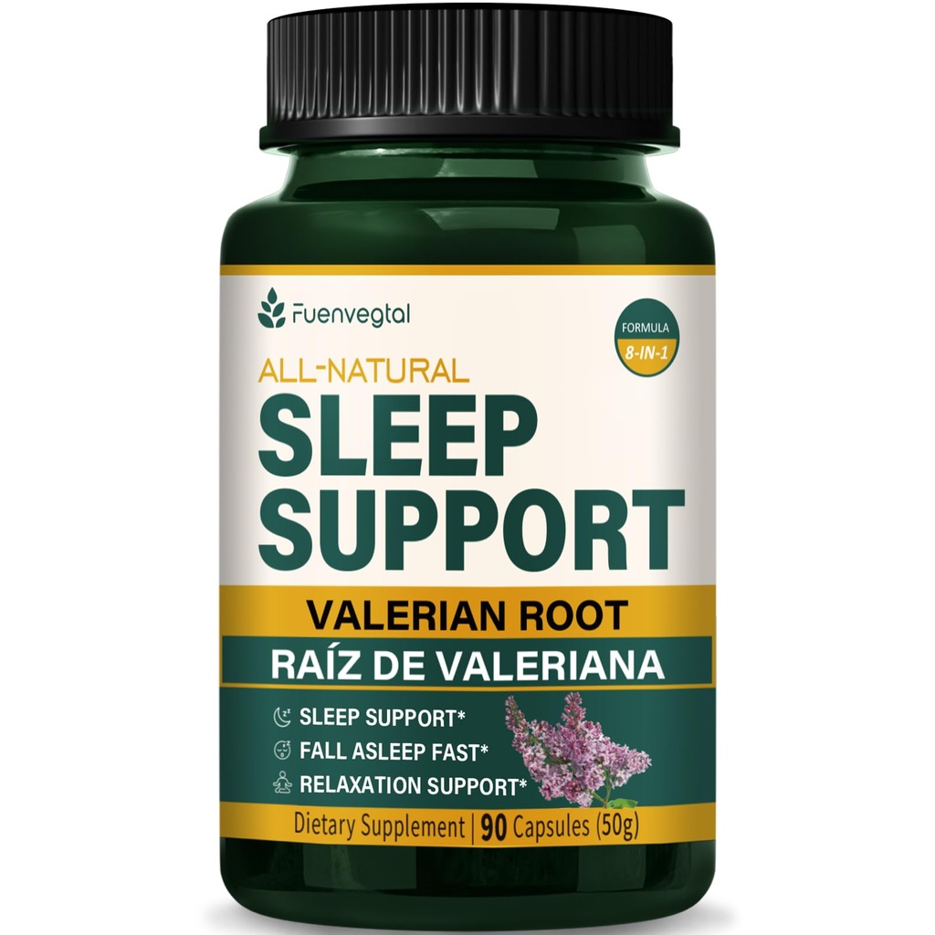 Valerian Root Extract Sleep Support Kapsler, Passion Flower Supplement til bedre søvn, Falde Asleep Fast & Afslapning. Pastillas de Valeriana y Pasiflora para Dormir Profundamente. 90 Antal