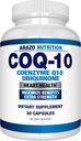 Arazo Nutrition CoQ10 Ubiquinone Coenzym Q10- 200mg Maximum Strength Nutritional Supplement - High Absorption Capsules with No Soy