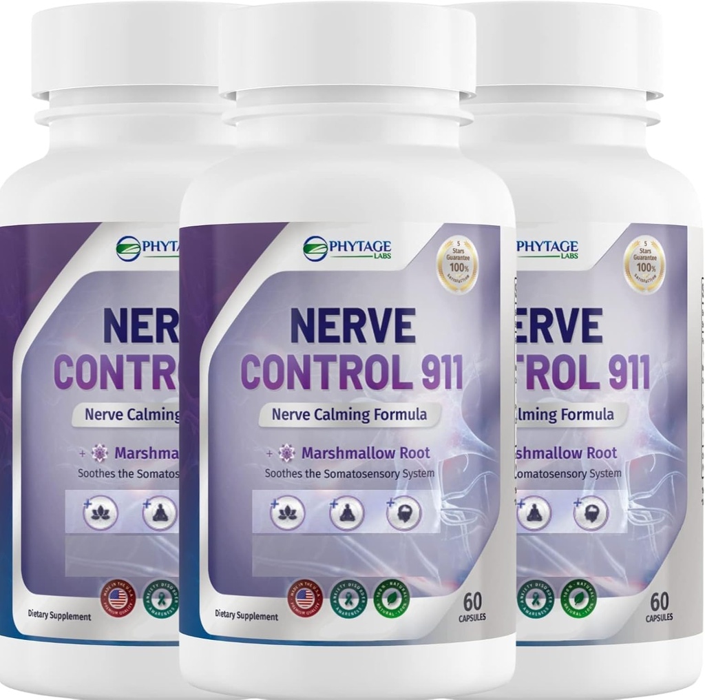 Nerve Control 911 - Naturlig plante baseret nerve sundhed supplement - 3 Pack